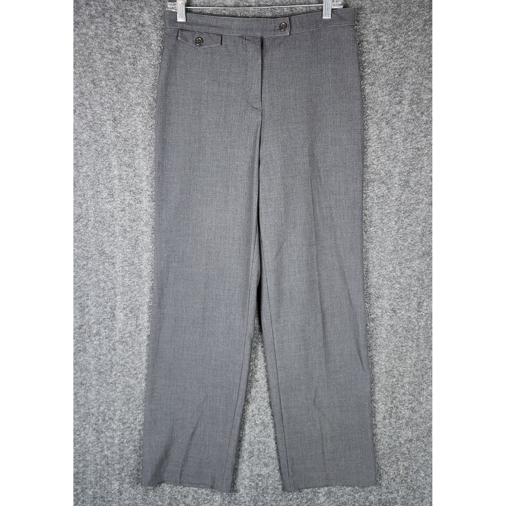 Counterparts Pants Womens 10 Dress Straight Leg Gray Button Detail EUC